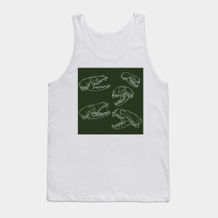 North American Predator Skulls White Lines Hunter Green Tank Top